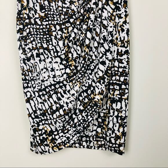 Calvin Klein white black abstract faux wrap dress - Picture 2 of 10